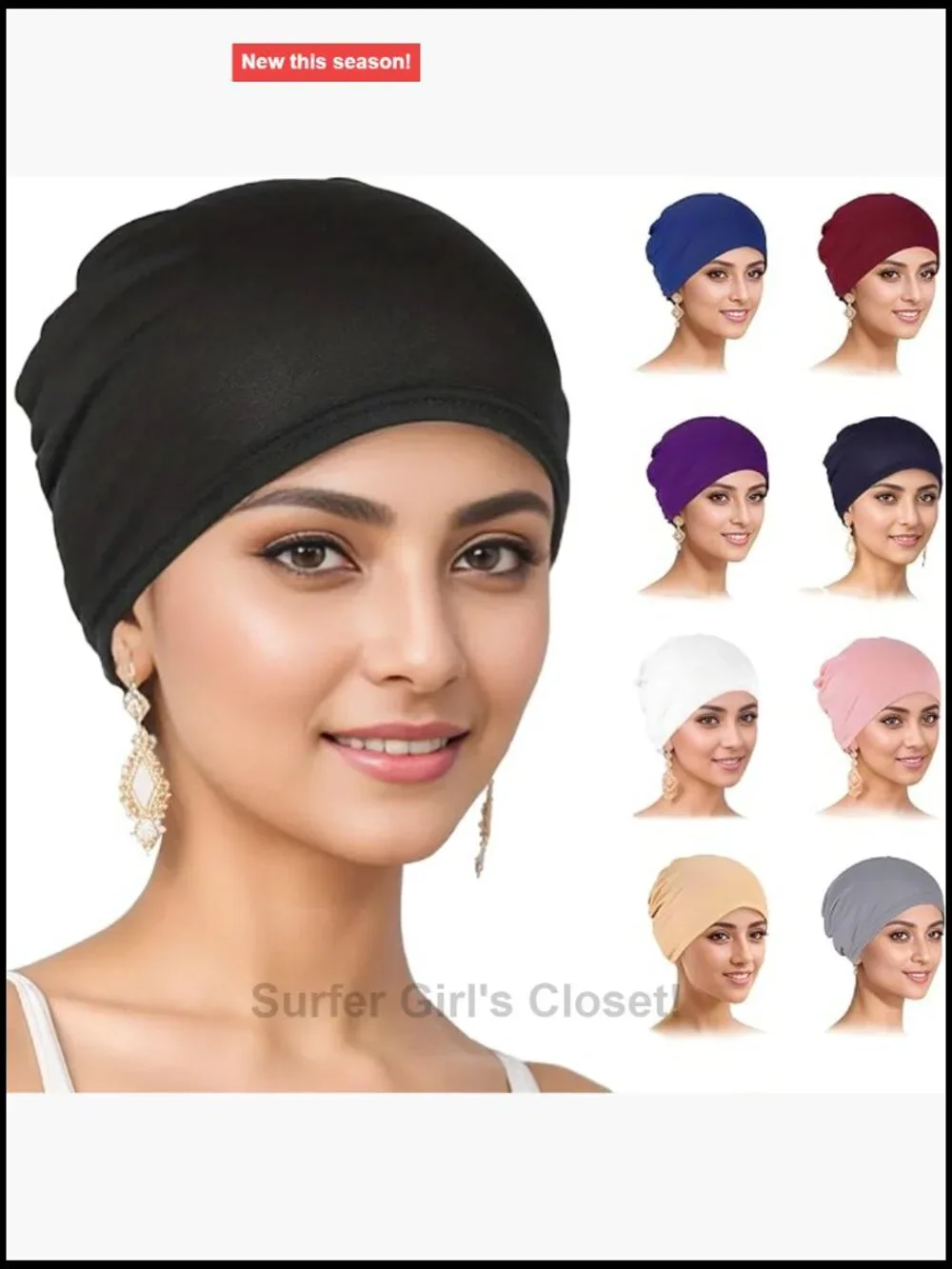 9-12 Pack Stretchy Turban Beanie Chemo Hat Soft Satin Lined Head Scarf